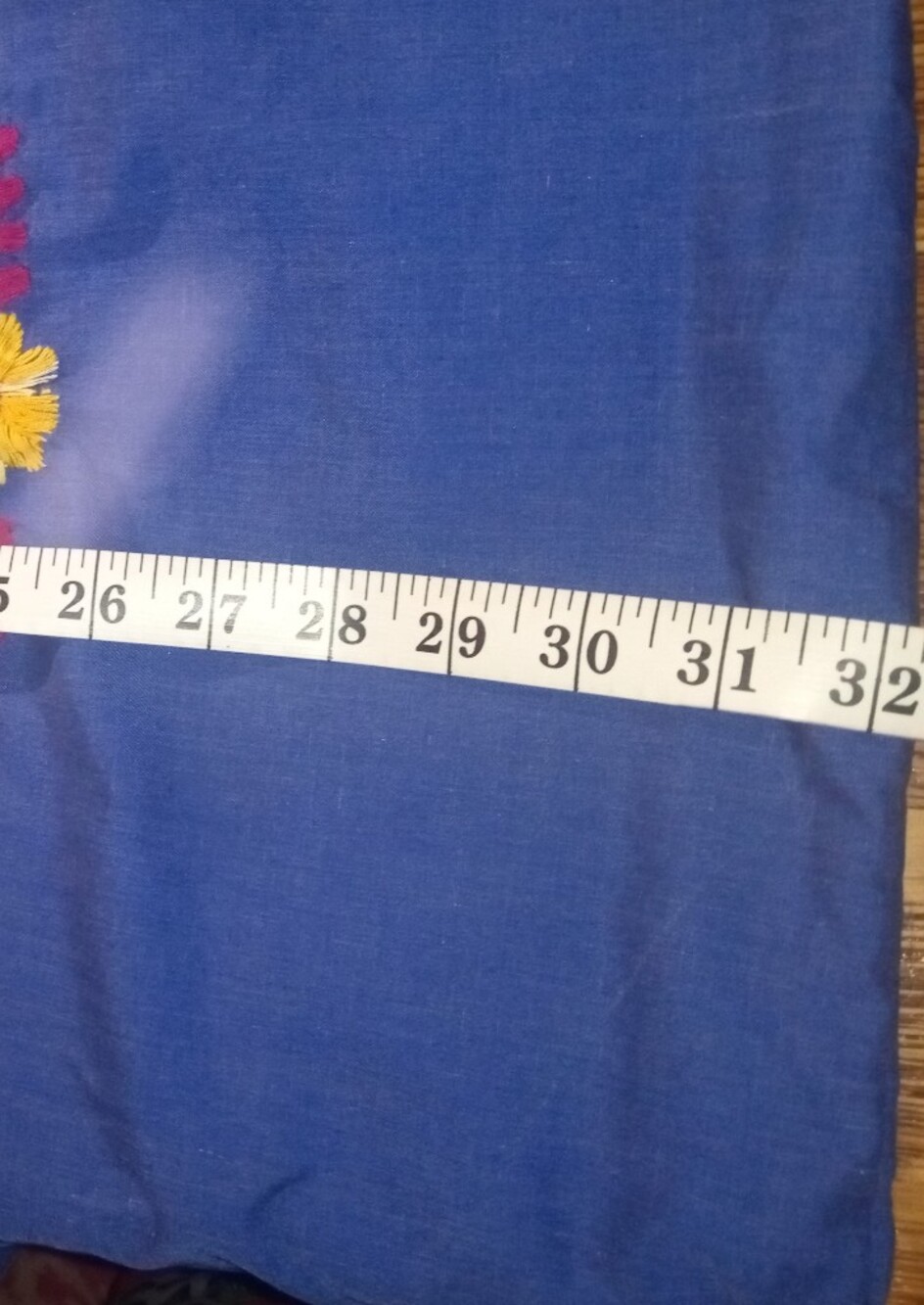 Blue Embroidered Floral Mexican Maxi Dress - Picture 10 of 11